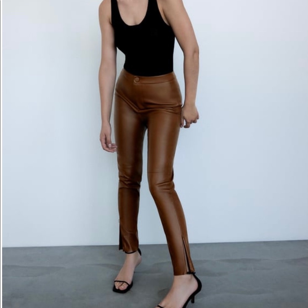 Zara FAUX LEATHER LEGGINGS